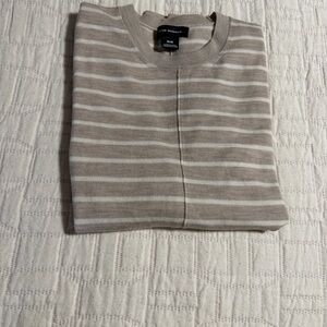 Club Monaco Ladies Striped Sweater - Tan and White